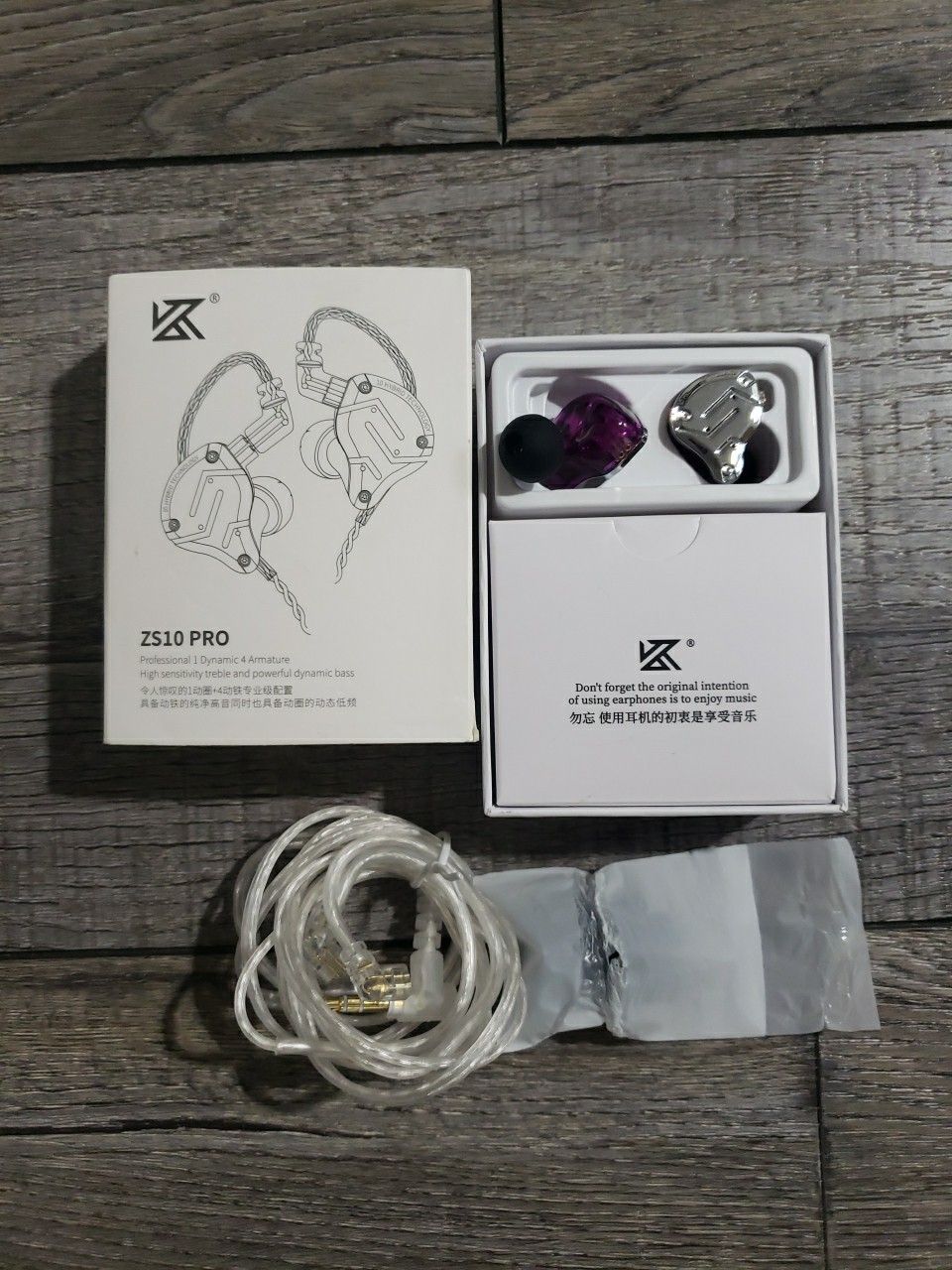 KZ ZS10 Pro, Linsoul 4BA+1DD 5 Driver in-Ear HiFi Earphones w/o Mic, Purple