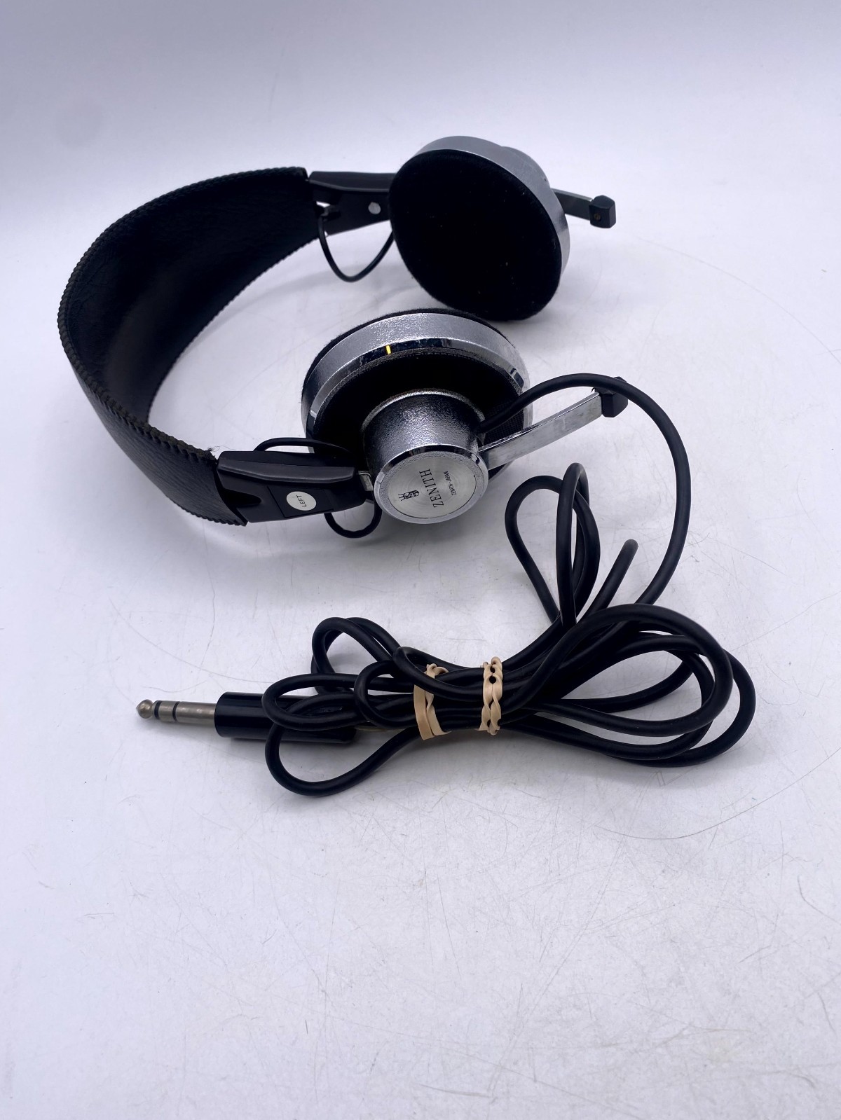Vintage Zenith On-Ear Stereo Headphones Black & Silver Wired Adjustable Headband
