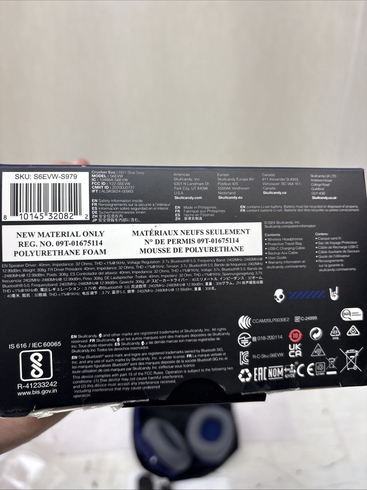 Skullcandy Crusher Evo Wireless Bluetooth Over Ear Headphones Midnight Blue A10