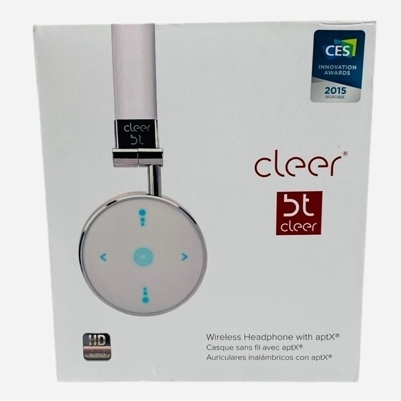 CLEER BT Wireless Over-Ear Bluetooth Headphones Lightweight White Silver NIB