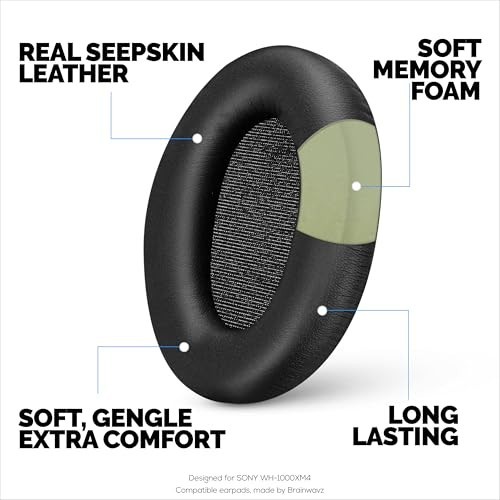 Soft Sheepskin Earpads for WH-1000XM4 Headphones | Real Leather, Memory Foam, Du