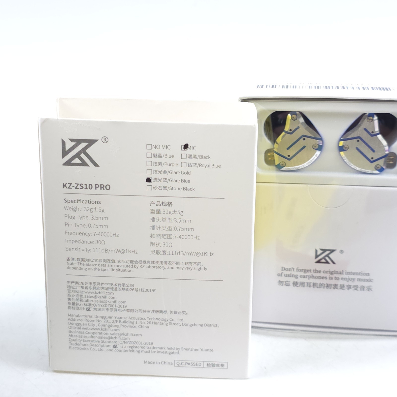 KZ ZS10 Pro, Linsoul 4BA+1DD 5 Driver in-Ear HiFi Metal Earphones With Mic Blue