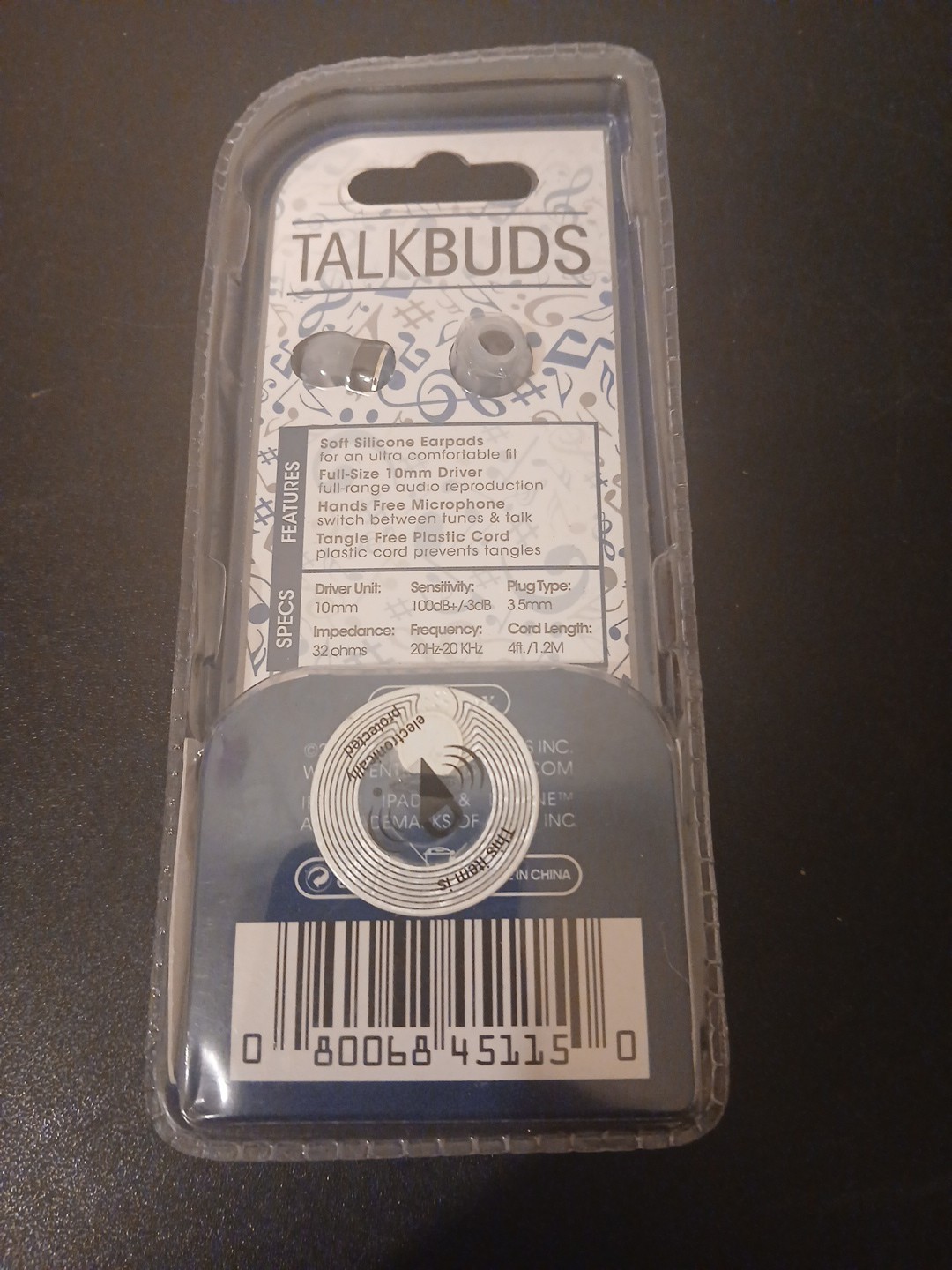 Sentry Talk Buds 1 Pair of Buds With in-line Mics Blue NIP Sleek Retro Look