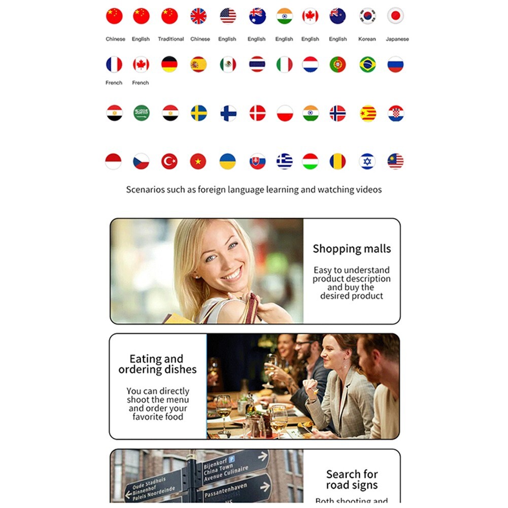1 Pcs ABS Accurate 144 Languages Translation Wireless 5.0 Earbuds With Charging