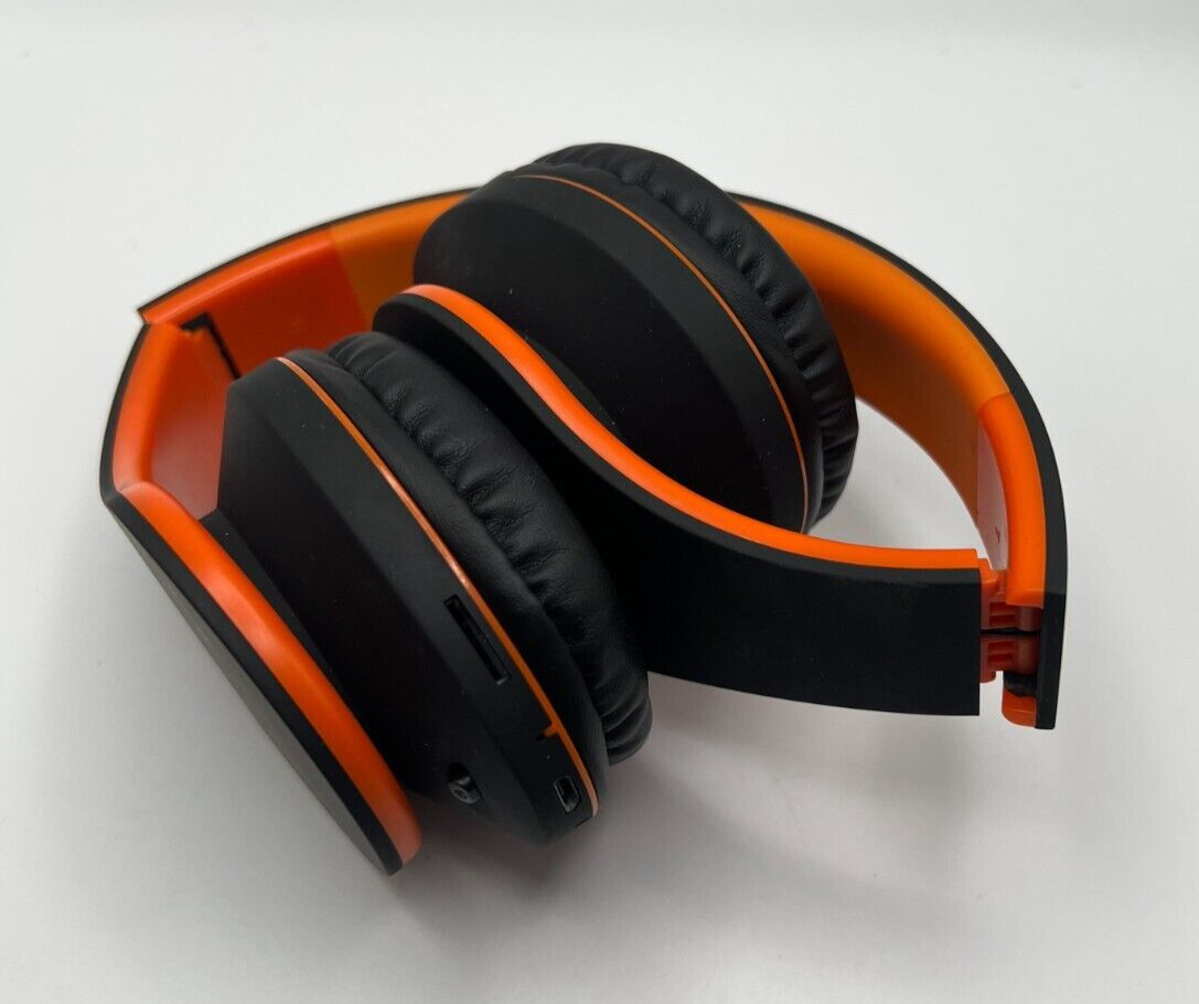 Rydohi Over Ear Headphones Black & Orange Foldable No Charging Cords