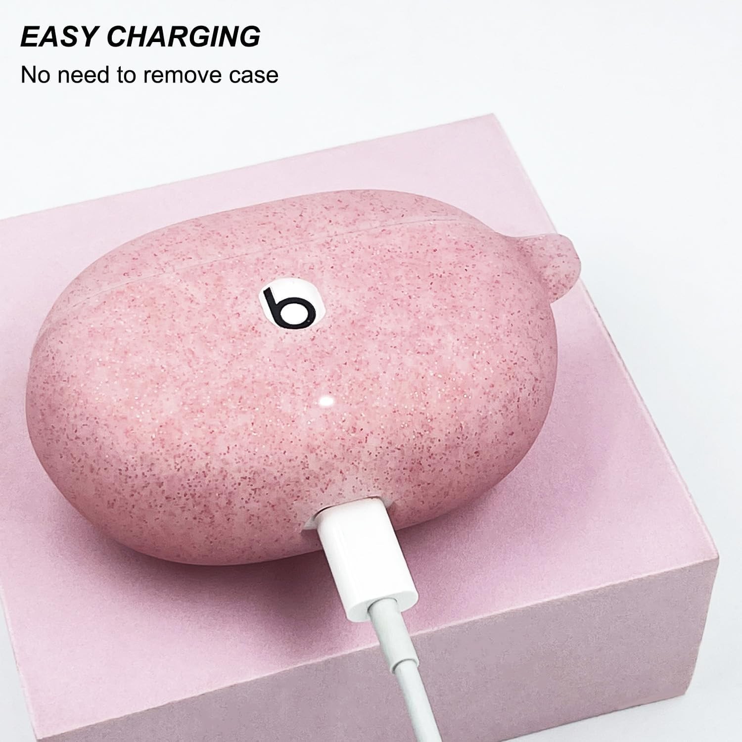 Rose Gold Silicone Case with Keychain for Beats Studio Buds + (2023) 2021