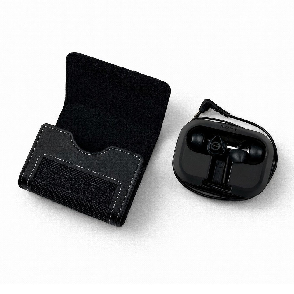 Sony Wired In-Ear Headphones with Black Nylon Leather Folding Carrying Case