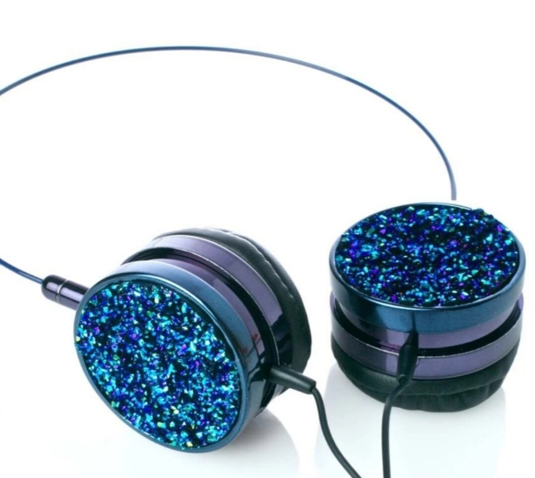 Skinny Dip Silver Blue Crystal Headphones NIB! $70 Retail!