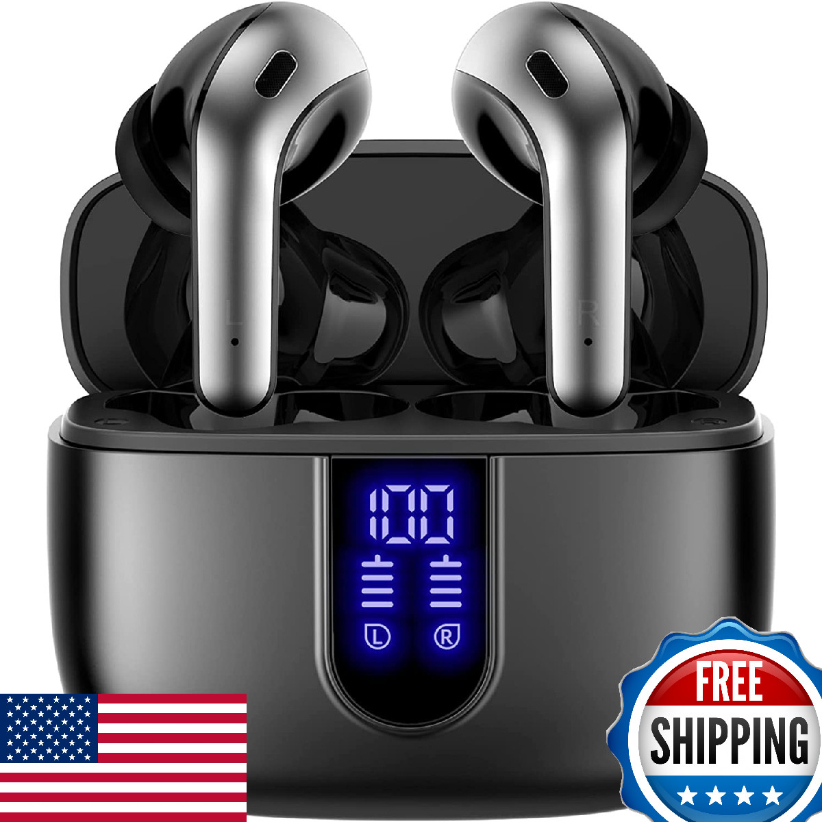 TAGRY X08 Wireless Earbuds Bluetooth 5.3 Headphones 60H Play IPX5 Waterproof Mic