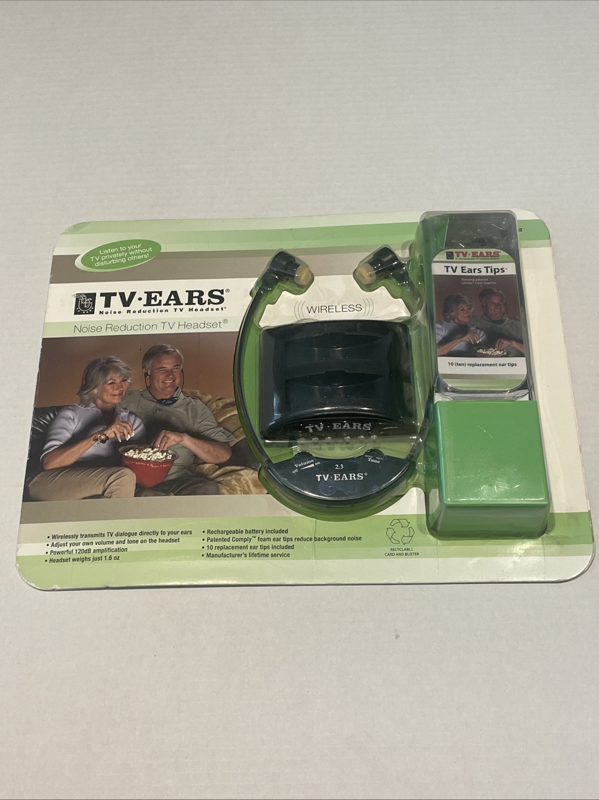 TV Ears Noise Reduction TV Headset Wireless Rechargeable Battery 427882 Sealed