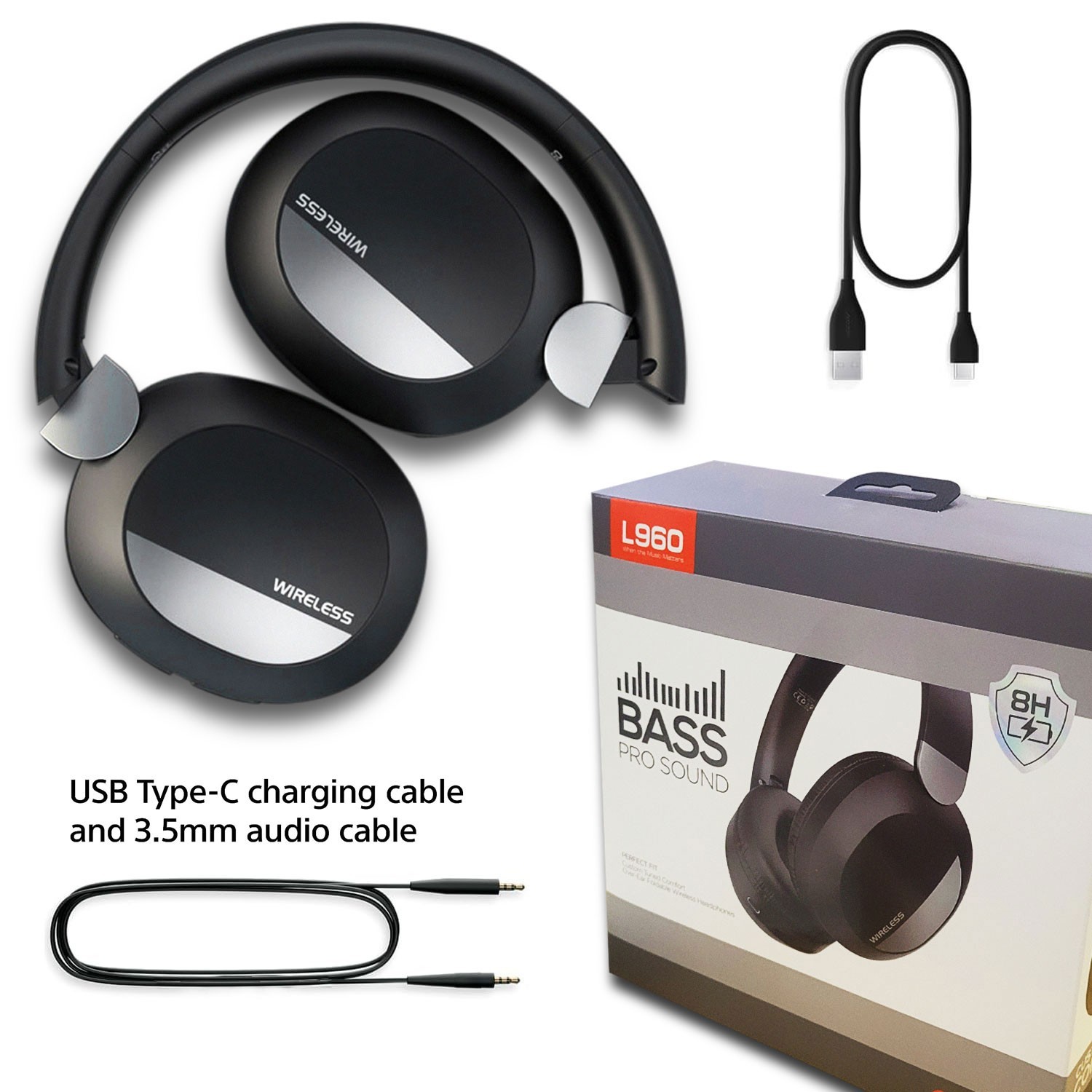 Wireless Headphones Bluetooth Noise Cancelling Stereo Earphones Over Ear Headset