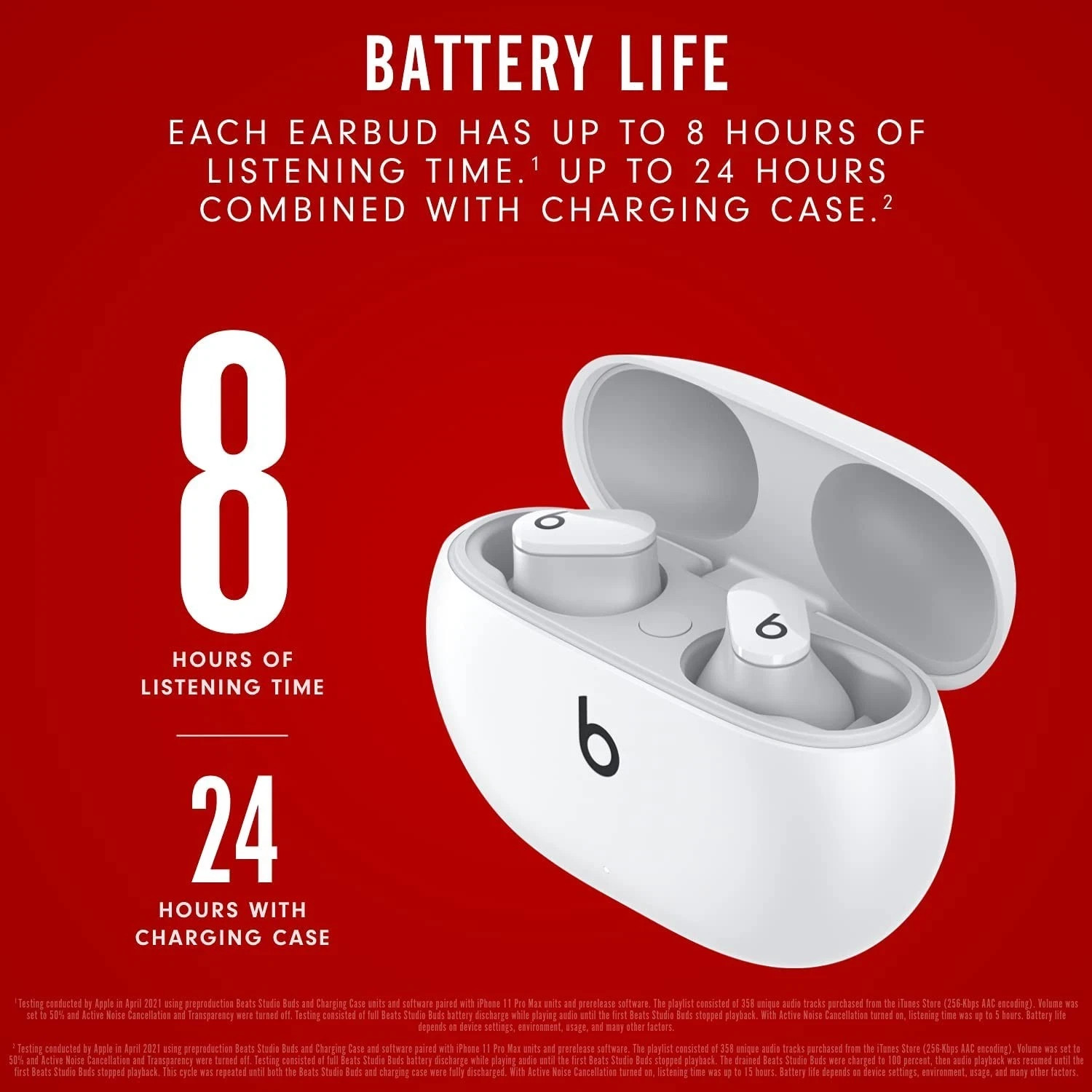 BEATS STUDIO BUDS WIRELESS NOISE CANCELLATION EARBUDS MJ4Y3LL/A – WHITE