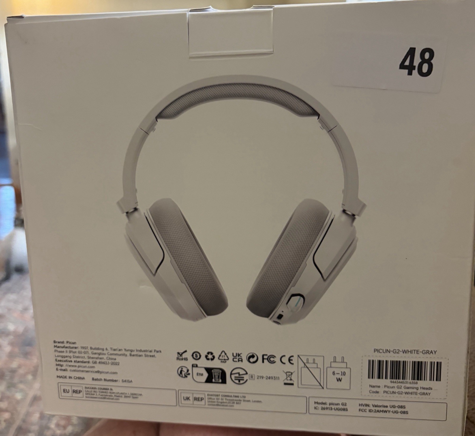 Picun G2 Over-Ear Headband Headphones White/Gray 3.5mm Jack 1.2m Cable