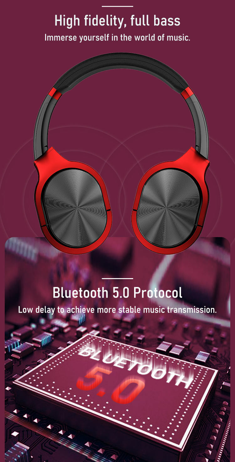 Folding 300mAh Rechargeable headphones noise cancelling wireless headphone