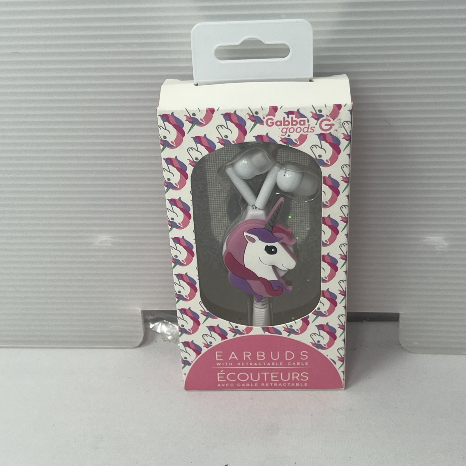Gabba Goods Earbuds with Retractable Cable, Pink Unicorn