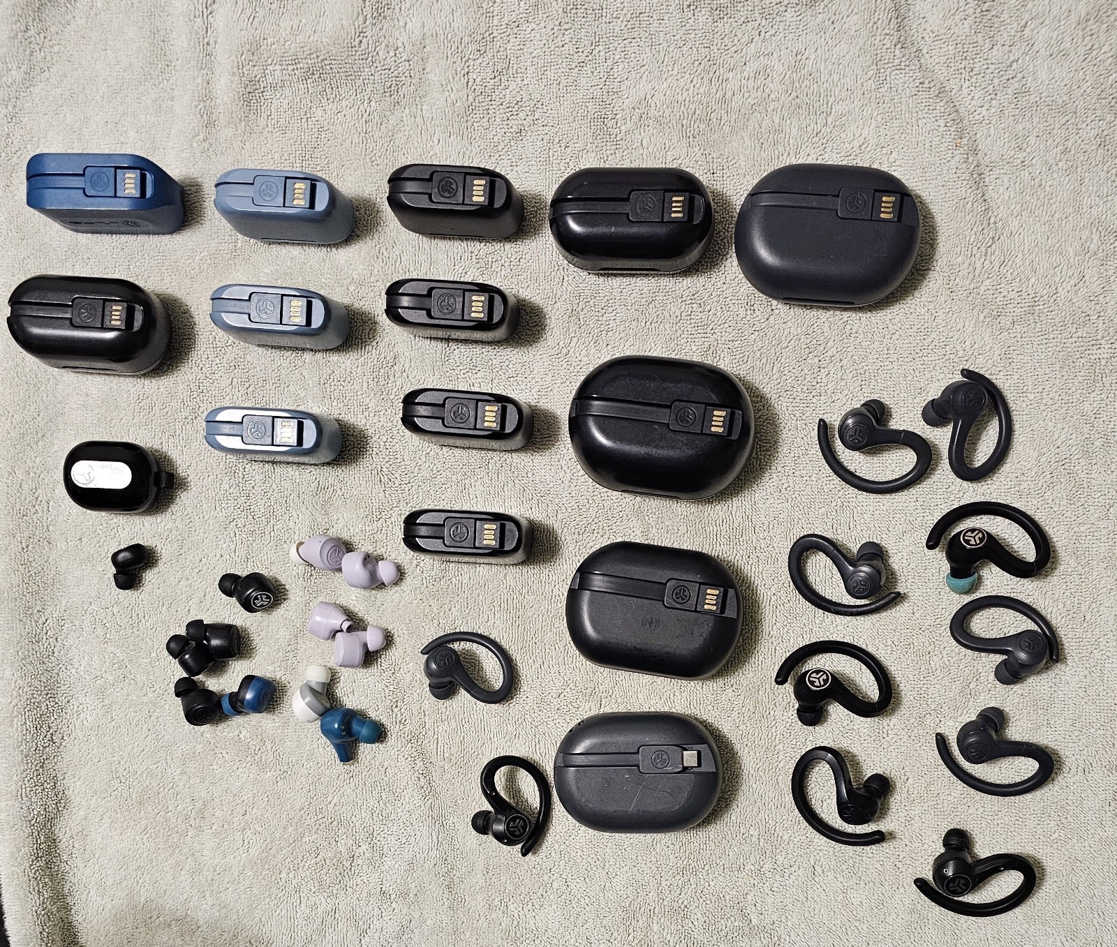 Lot of 15 Sets of JLab Bluetooth Earbuds Plus Singles