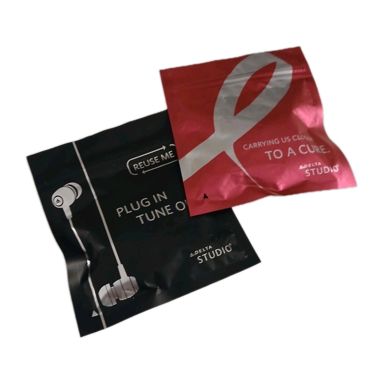 LOT 2 Delta Airlines Earbuds w/Special Breast Cancer Version Studio New