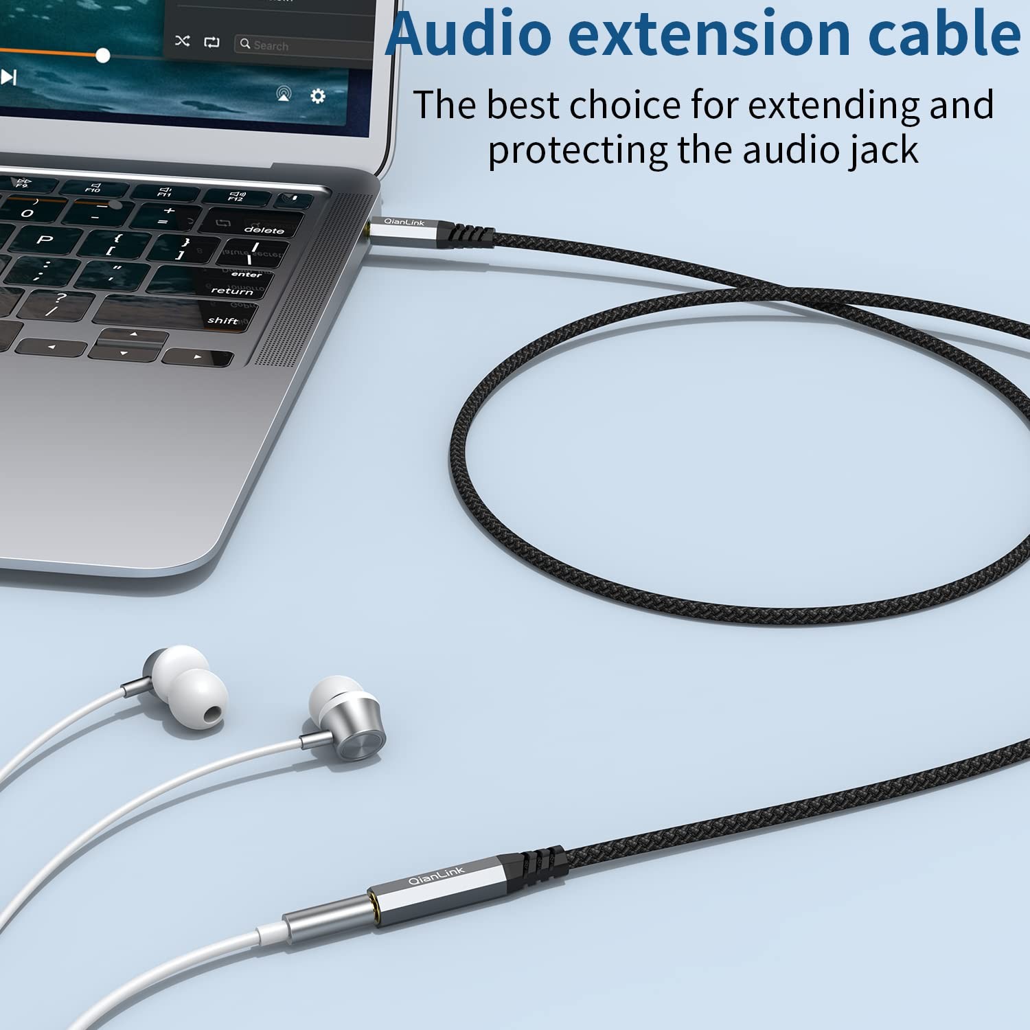 QianLink Headphone Extension Cable, (2-Pack, 6.6ft) 3.5mm Extension Audio Male t