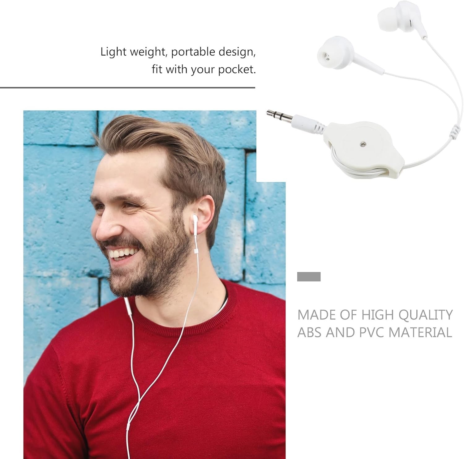 Wired Noise-Cancelling Earphones with Retractable Cable – Perfect for Travel