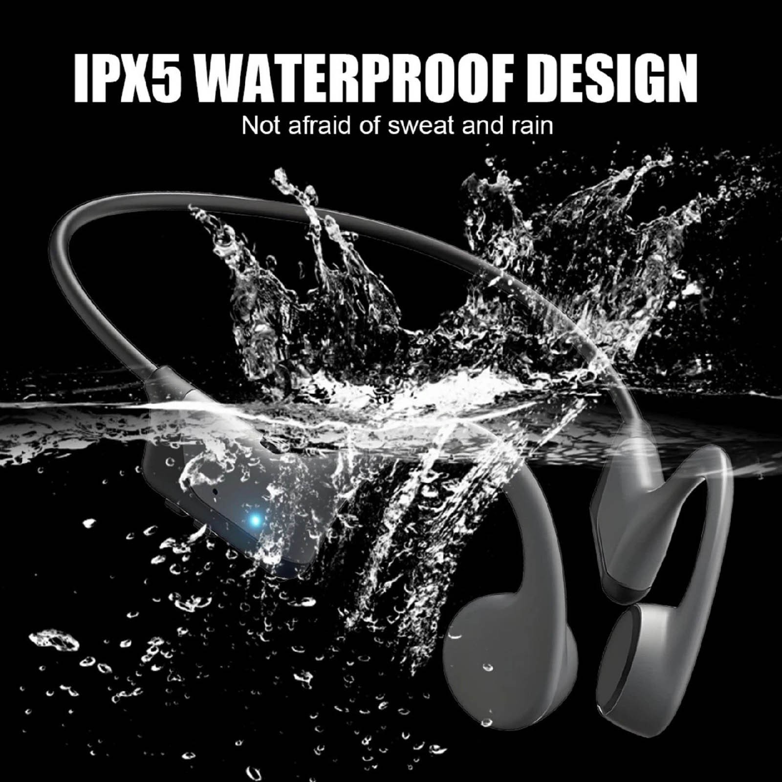 Bone Conduction Headphones Bluetooth 5.4 IPX5 Waterproof 16.2MM Driver for Trail