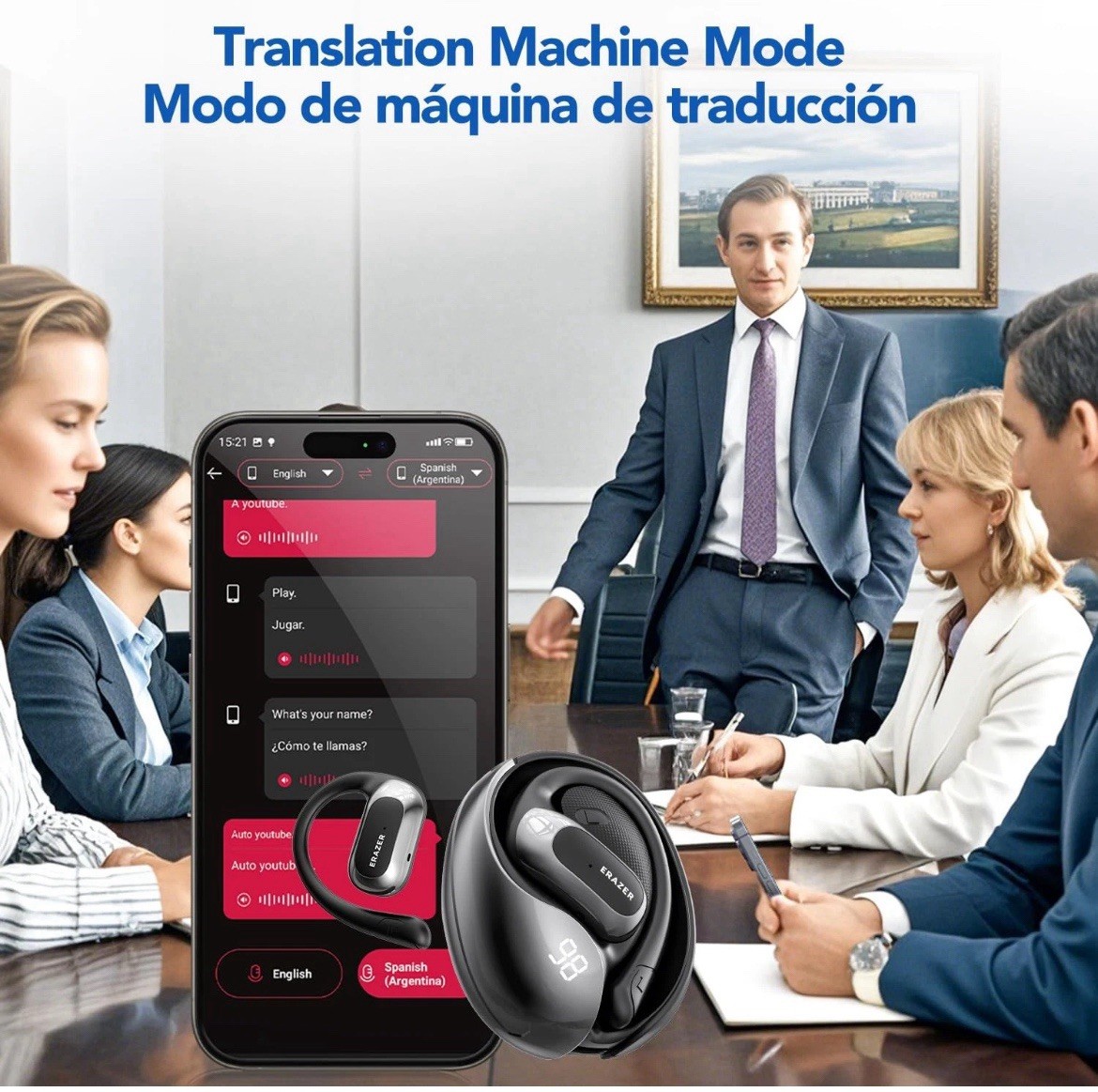 ERAZER X5 AI Translator Earbuds, 3-in-1 Translator Headphones in 135 Language
