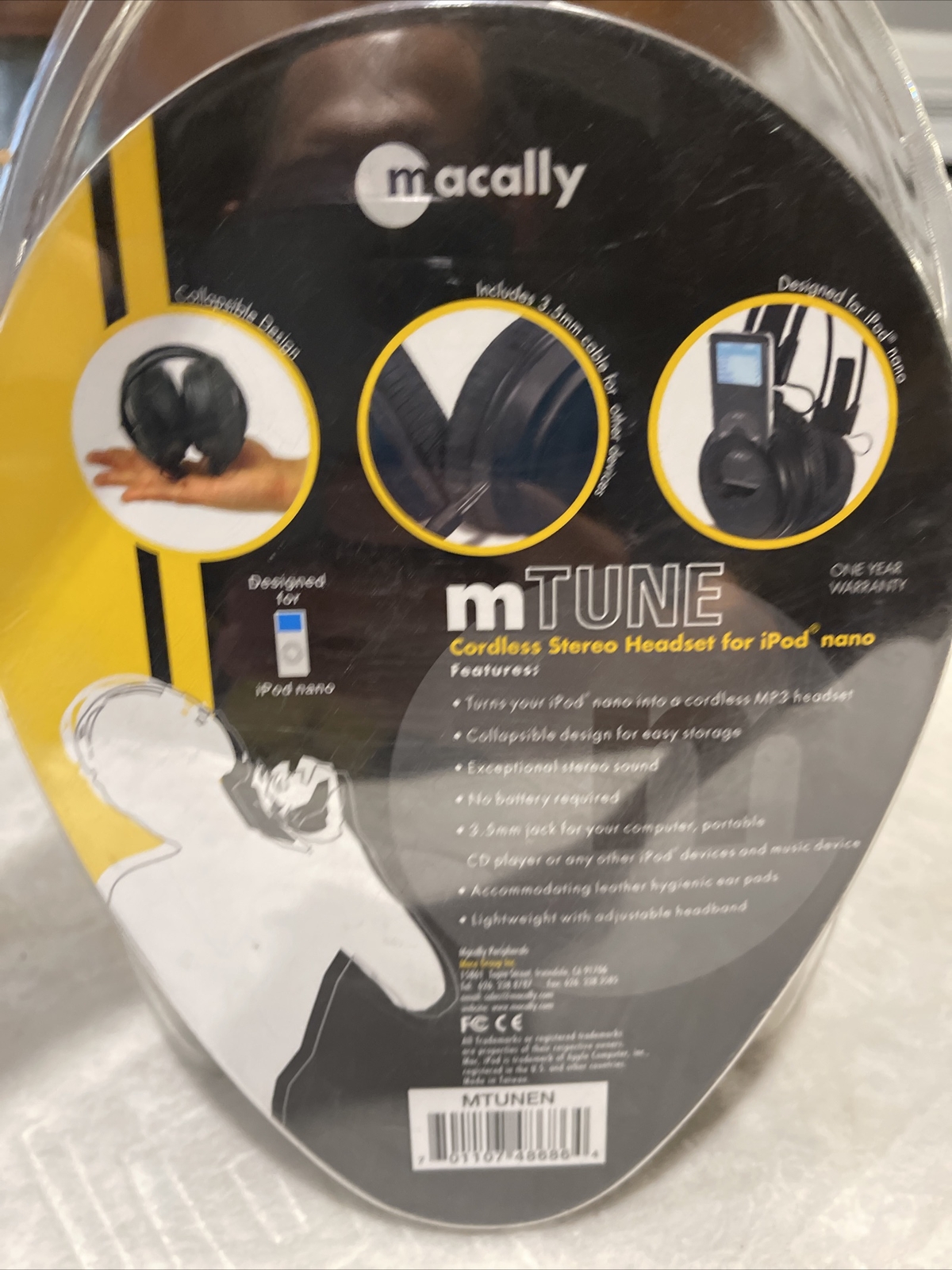 Macally mTune Headphones NEW IN SEALED PACKAGE For iPod Nano 2005