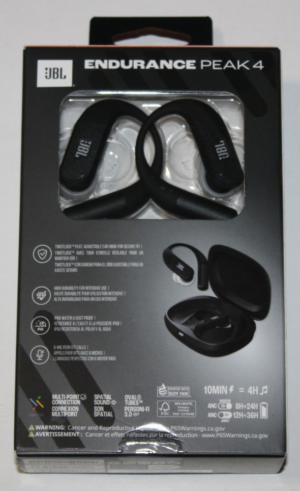 JBL Endurance Peak 4 True Wireless Bluetooth In-Ear Sport Headphones (Black) NEW