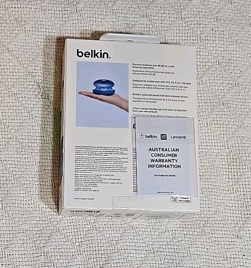 Belkin SoundForm Nano Wireless Earbuds for Kids Blue Water-resistant IPX5 85dB