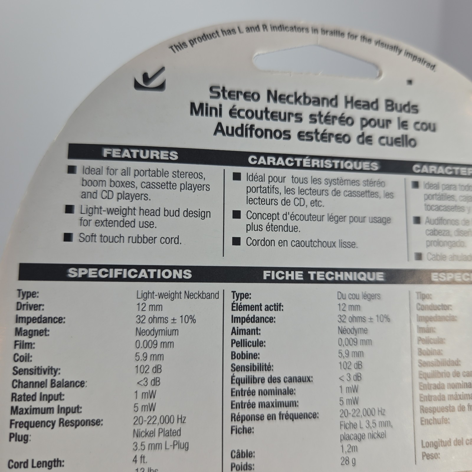 Maxell NB/HB-210 Stereo Neckband Head Buds White New In Package in Ear