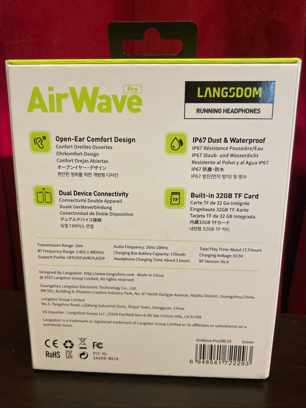 Running Headphones AirWare Pro, Open Ear Lightweight Skin-Friendly Comfort, S…