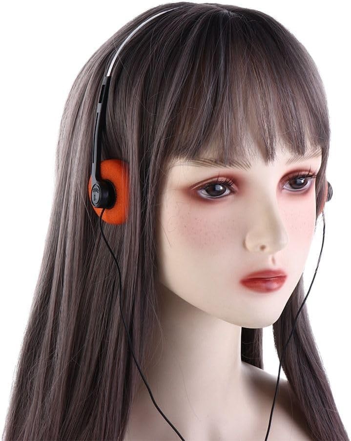 Orange Retro Over-Ear Headphones,Wired Stereo Headphones,Headphone,Lightweigh…