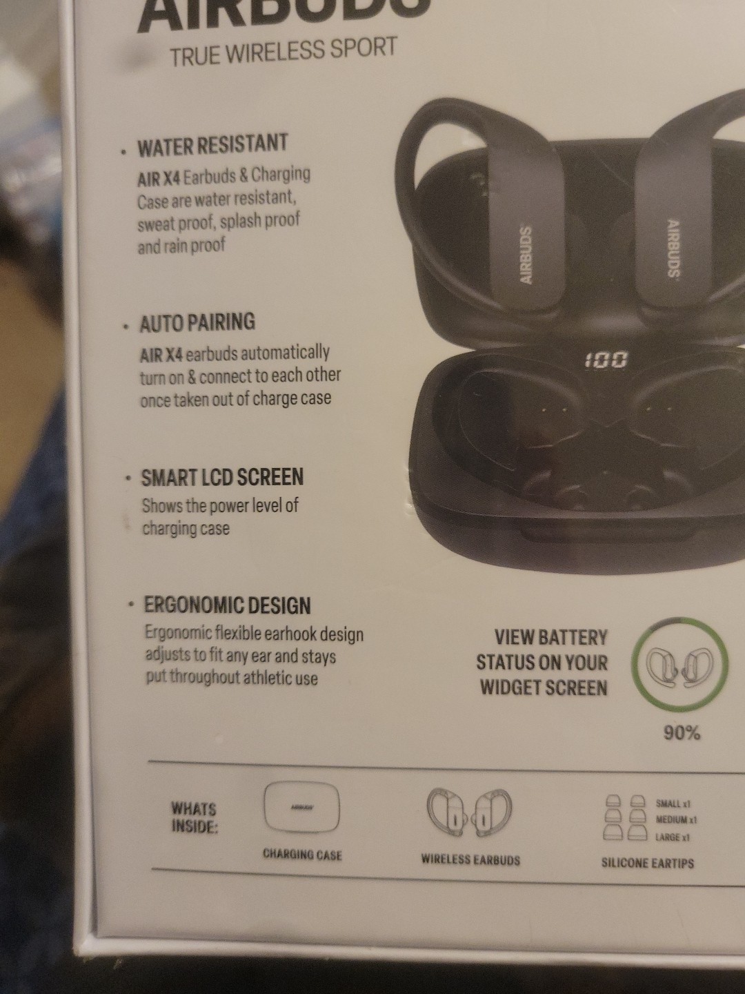 Air Sport True Wireless Earbuds Airbuds Water Resistant Air4x With Led Screen