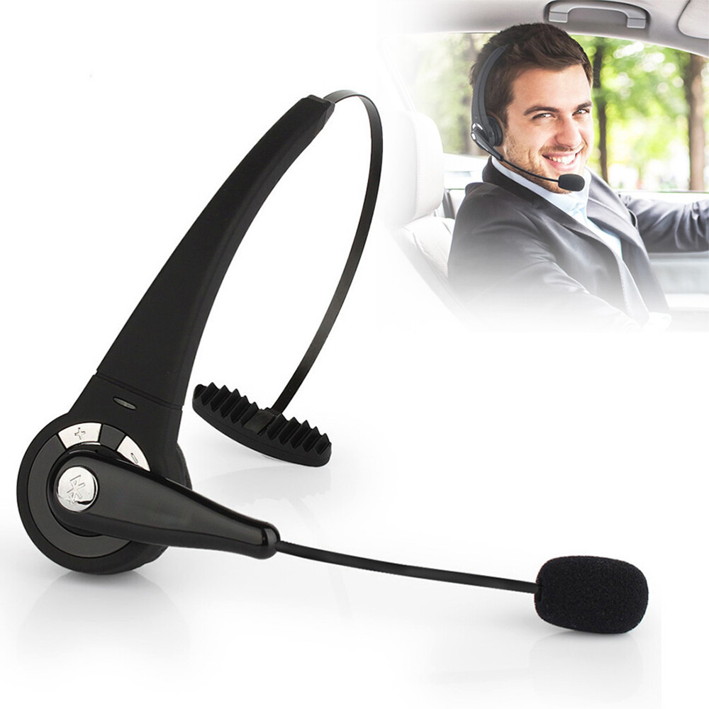 Wireless Bluetooth Headset Noise Cancelling Over the Head Boom w/Mic For Trucker