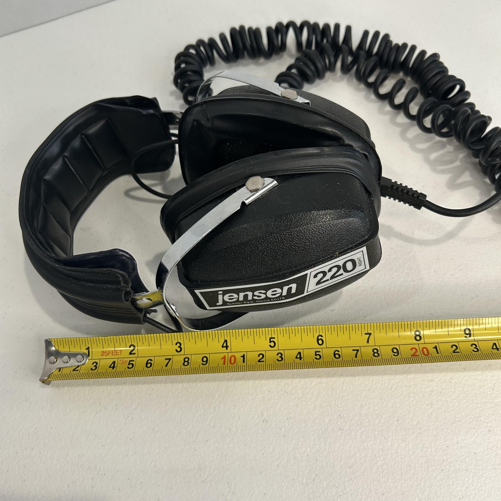 Vintage Jensen 220 Over Ear Headphones Black Stereo 3.5mm Coiled Cable Studio