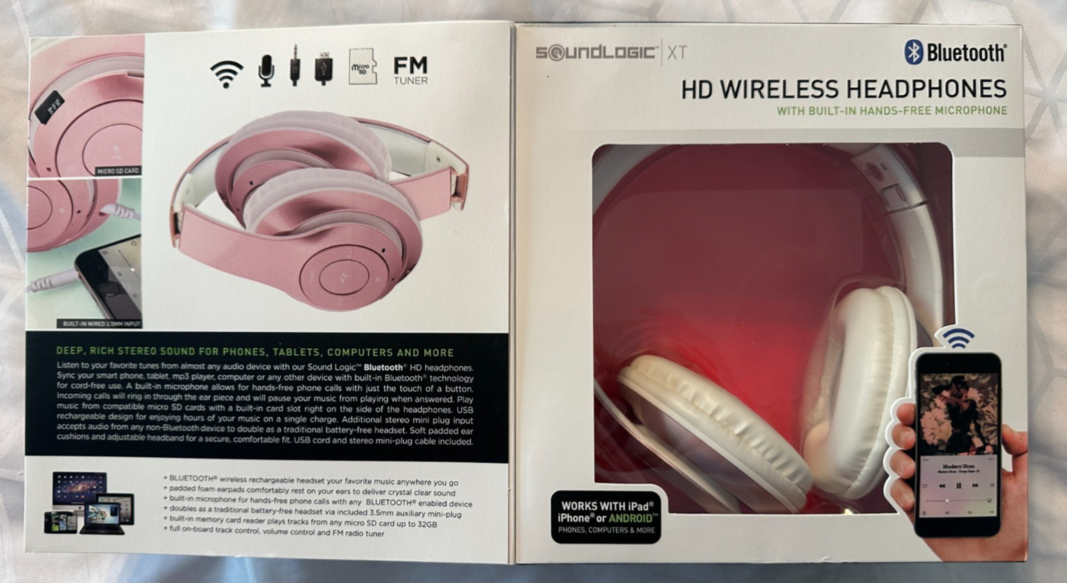 SOUNDLOGIC XT HD WIRELESS HEADPHONES HANDS FREE MICROPHONE IN BOX BLUETOOTH
