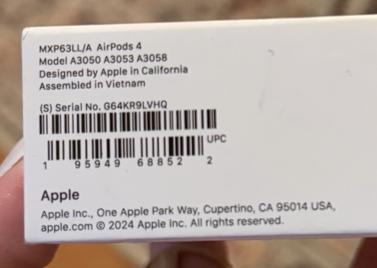 Apple AirPods 4 Wireless Bluetooth In-Ear Headphones White MXP63LL/A