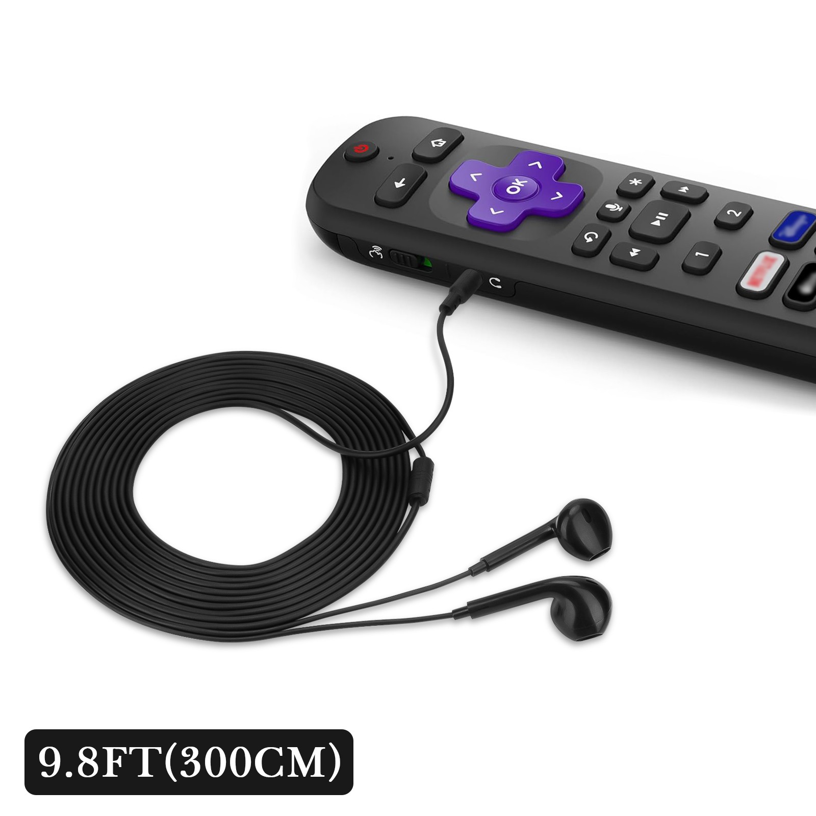 Geekria Headphones for Roku Remote, 3.5mm Wired In Ear Headphone (9.8 FT)