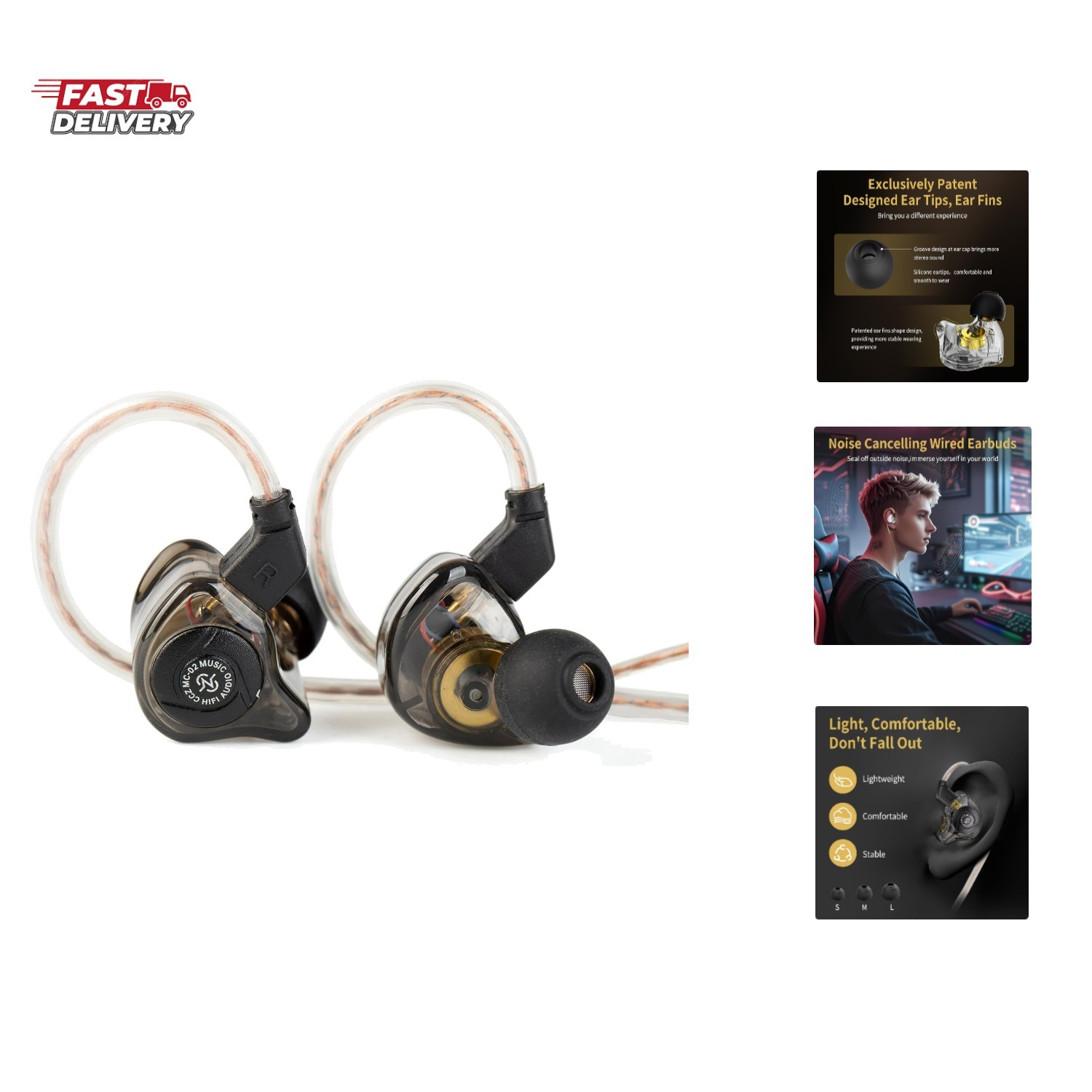 HiFi IEM for Gaming, CCZ MC02 in Ear Monitor, Clear Crystal Sound Gaming Earb…
