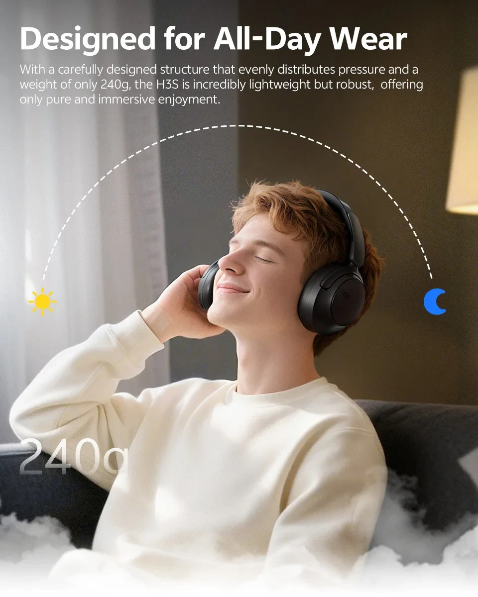 QCY H3S ANC Bluetooth 6.0 Headphones Hi-Res LDAC 102H Wireless Headset
