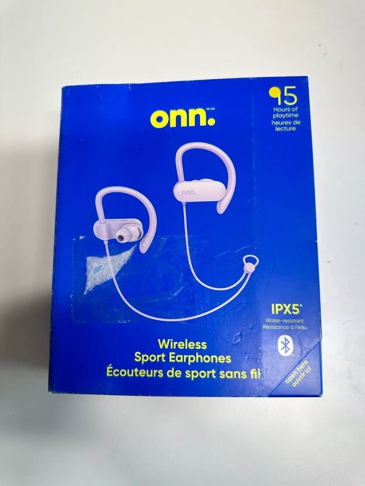 onn. Bluetooth Built-in Mic Wireless Sport Earphones, 15 Hours Playtime -purple