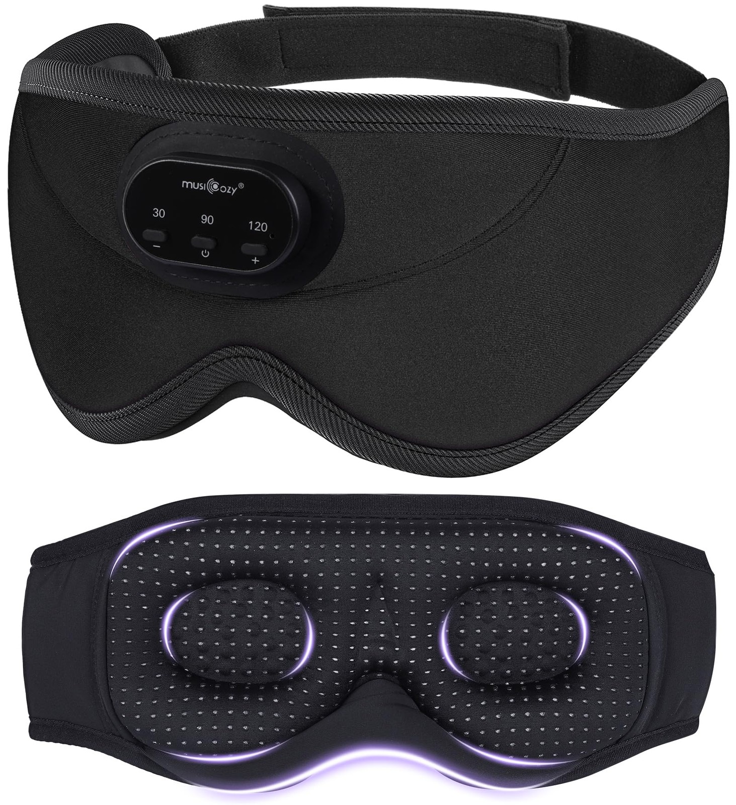 MUSICOZY 3D Bluetooth Sleep Mask with 1 Count (Pack of 1), Light Black