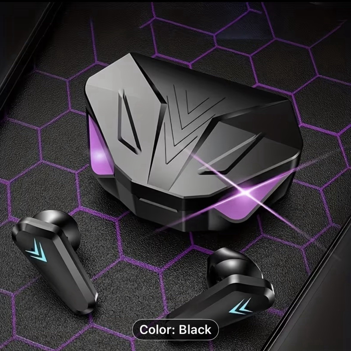 Generic i10 TWS Wireless Bluetooth Gaming Earbuds w/ Charging Case Black/Purple
