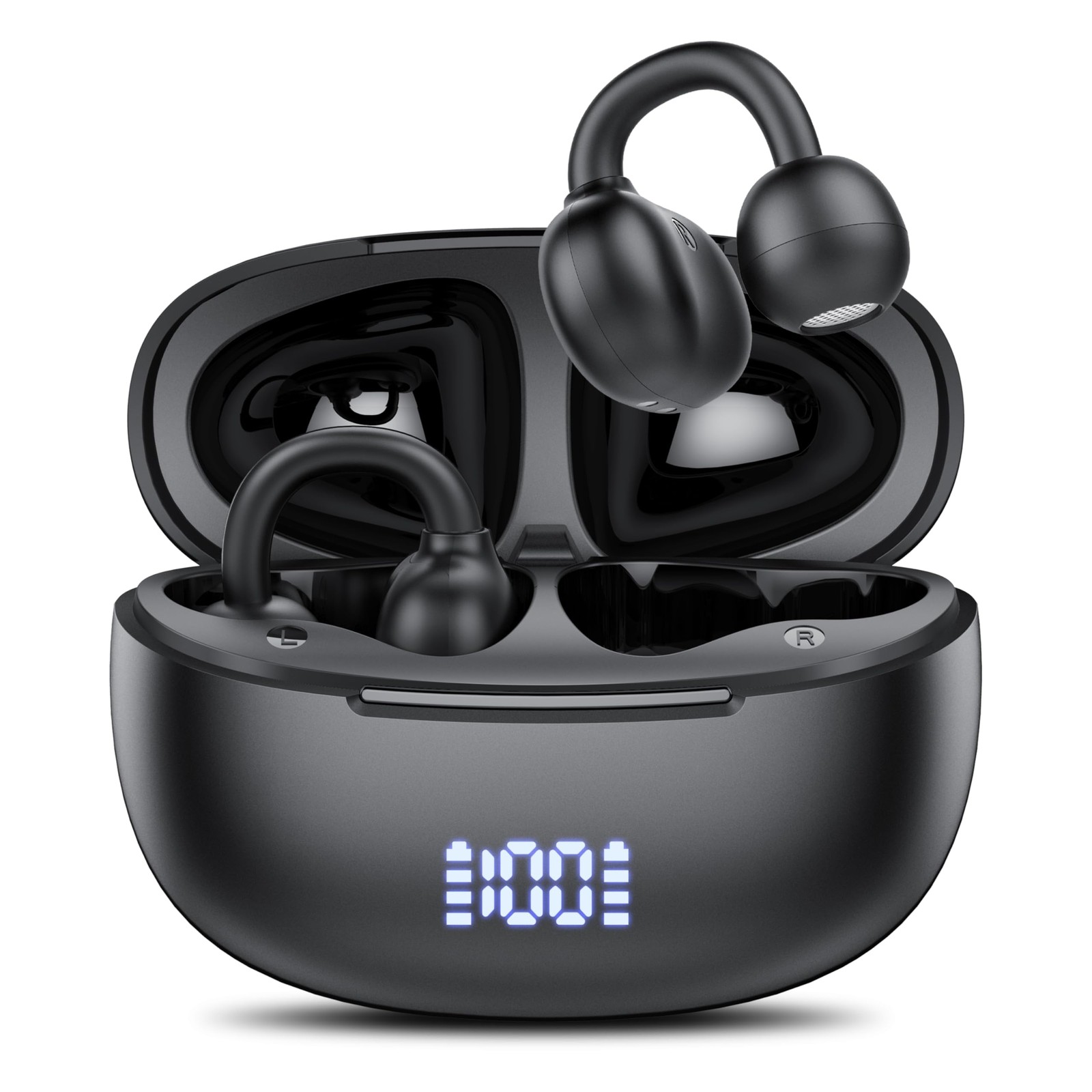Clip on Earbuds Open Ear Wireless Bluetooth 5.4 Headphones with Noise Cancell…