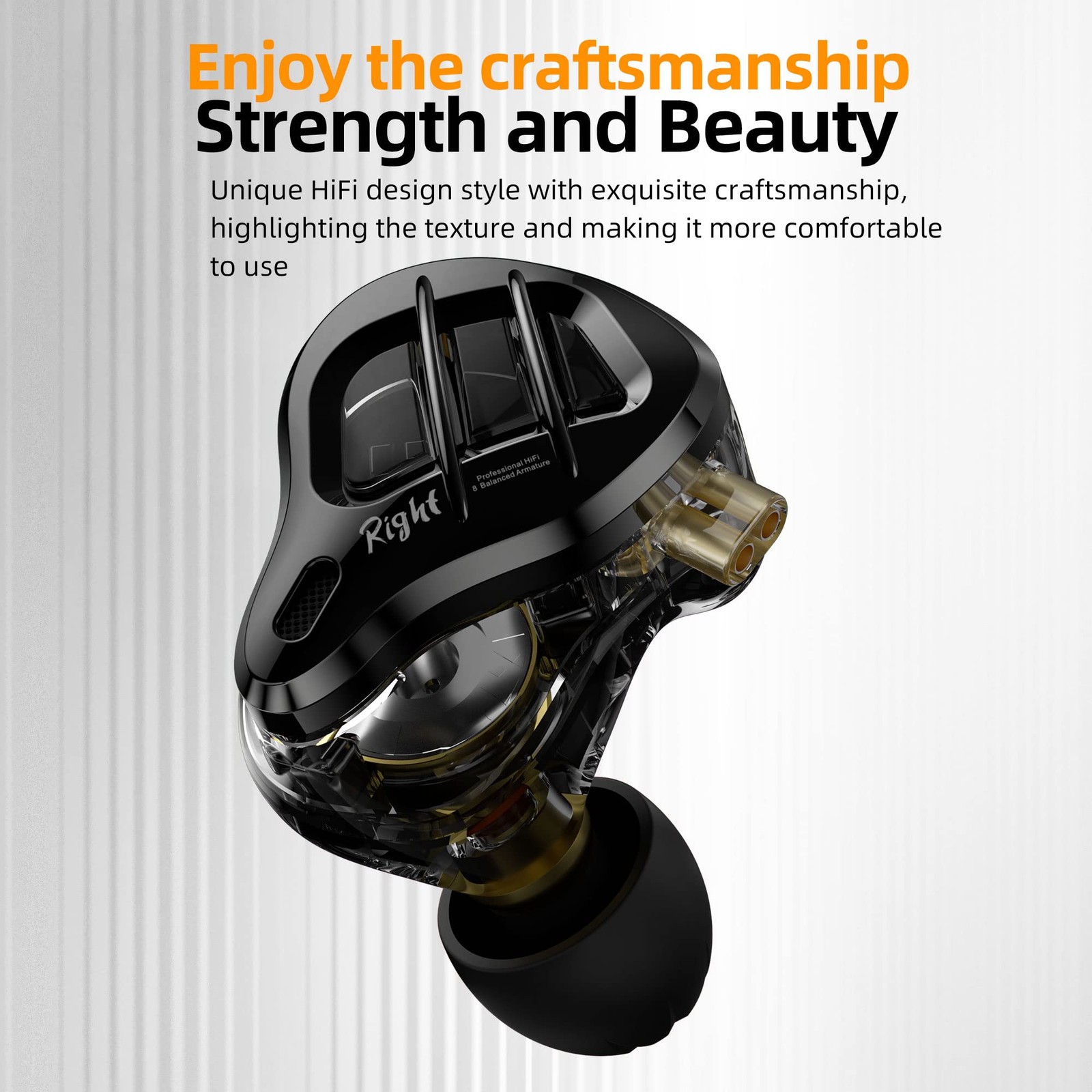 KZ ZAR in-Ear Monitor 7BA+1DD Hybrid Drivers Gaming Earbuds No Mic, Black