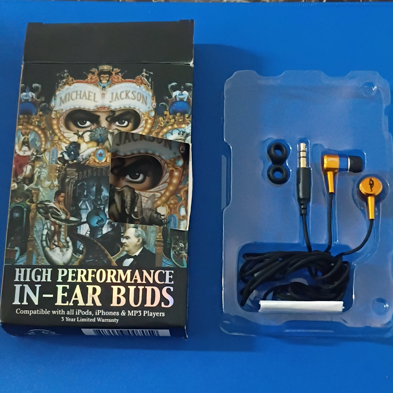 Michael Jackson High Performance In-Ear Buds 10mm Gold Plated 3.5mm 1.2m