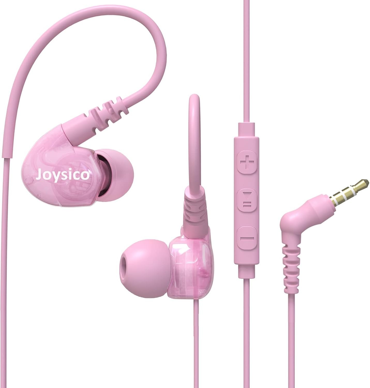 Comfortable Wired Sport Headphones for Kids & Women – Noise Isolating Pink Ea…