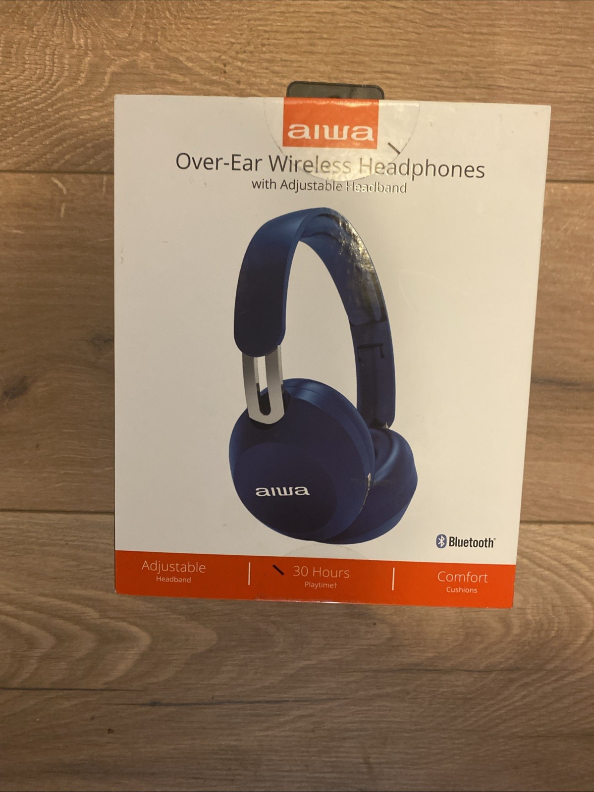 AIWA Over-Ear Wireless Headphones with Adjustable Headband – Blue NEW Sealed