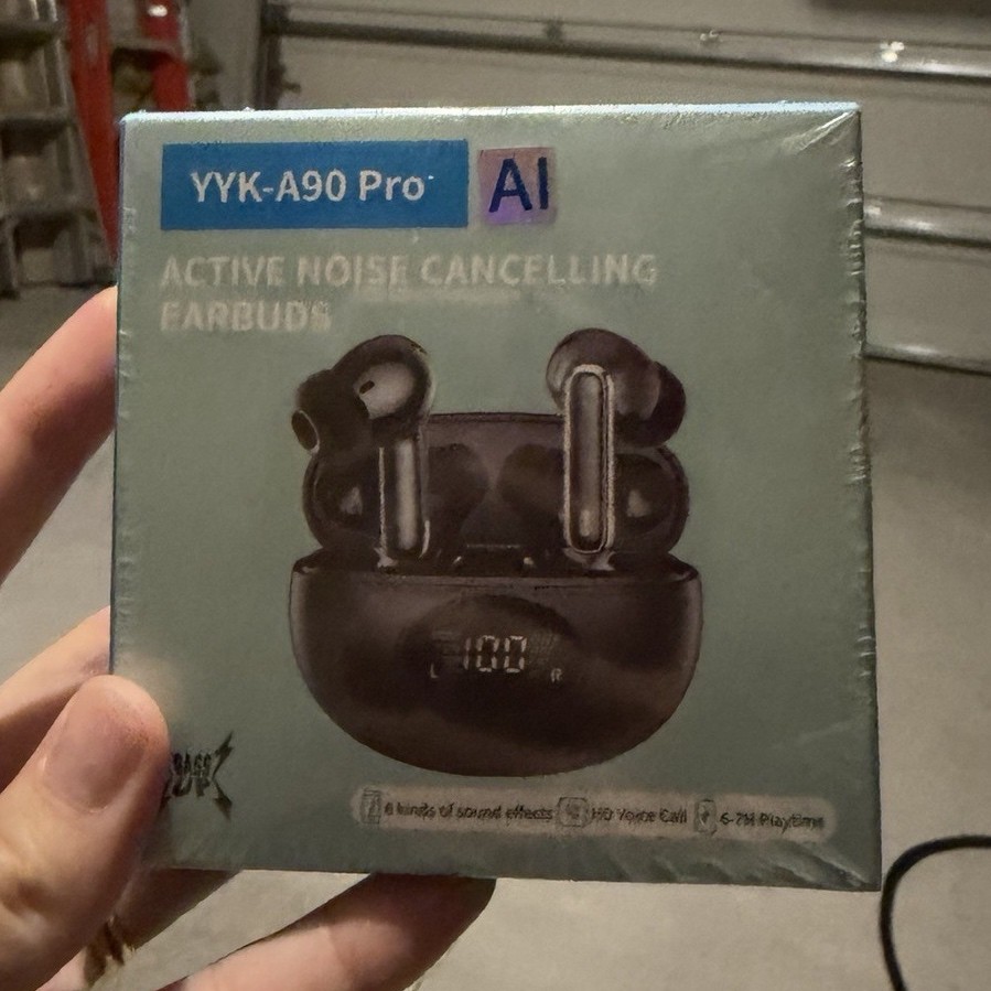 YYK A90 Pro AI Active Noise Cancelling Bluetooth In-Ear Earbuds Black
