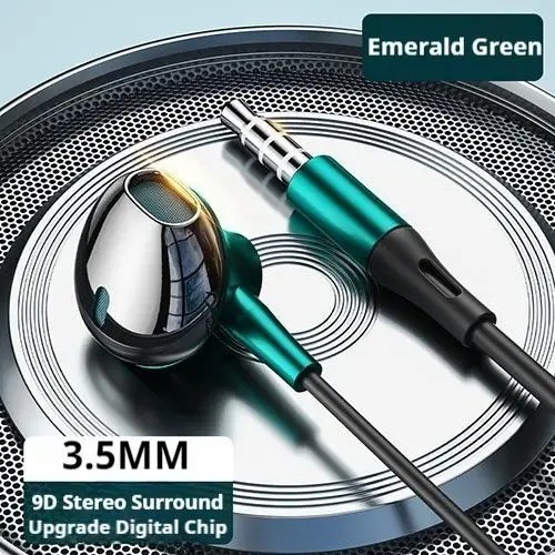 Type-C & 3.5mm Wired Earbuds HiFi Bass Stereo Headphones w/Mic Volume