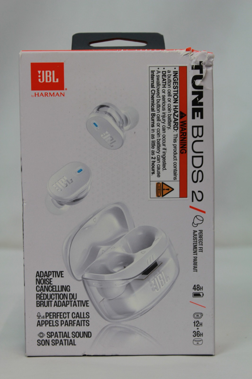 JBL Tune Buds 2 White True Wireless Bluetooth Earbuds w/ ANC Spatial Sound Mic